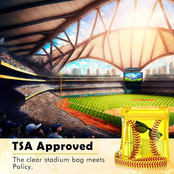 Softball-Themed Clear Purse with Inner Pocket - Ideal for Events and Festivals - Picture 4 of 6